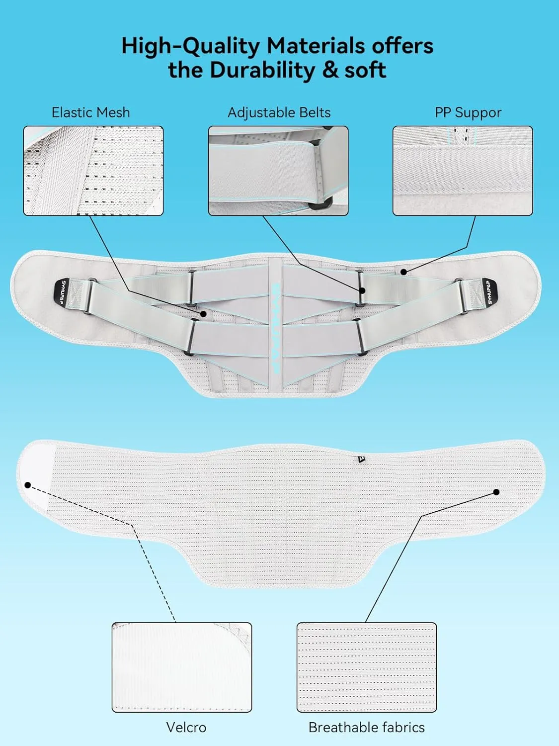 SYXUPAP Waist Back Support Belt for Men Women, Back Brace with Dual Adjustable & Breathable, Lumbar Support Belt for Lower Back Pain Relief from Sciatica, Hernated Disc, Scoliosis