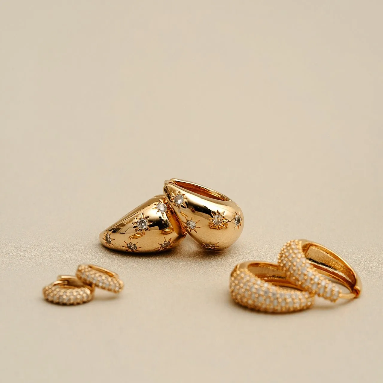 Tiny Domed Pave Hoop Earrings