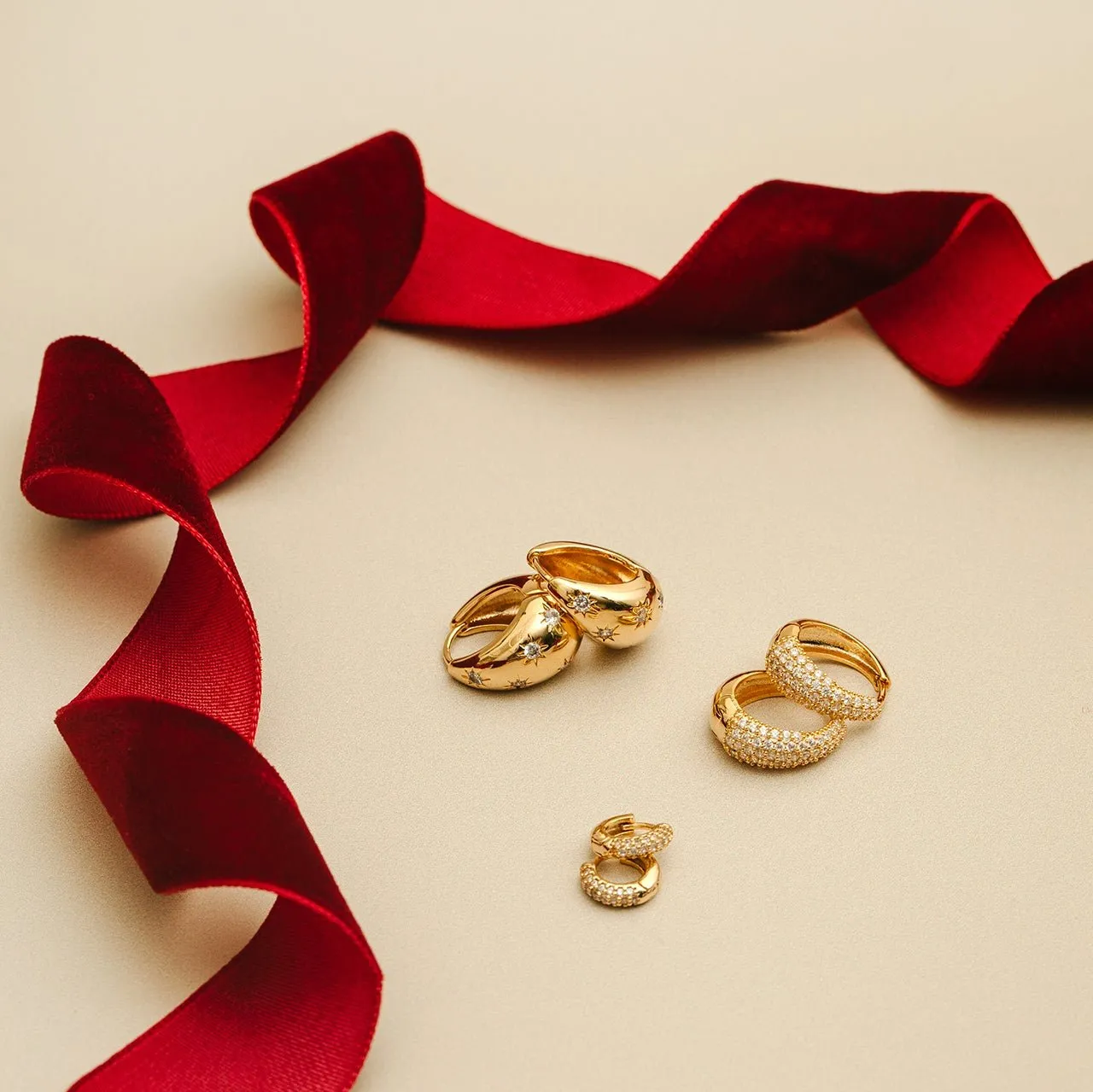 Tiny Domed Pave Hoop Earrings
