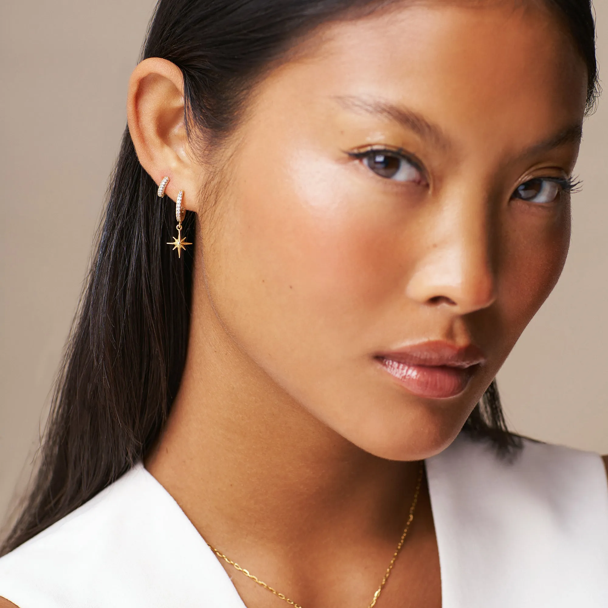Tiny Domed Pave Hoop Earrings