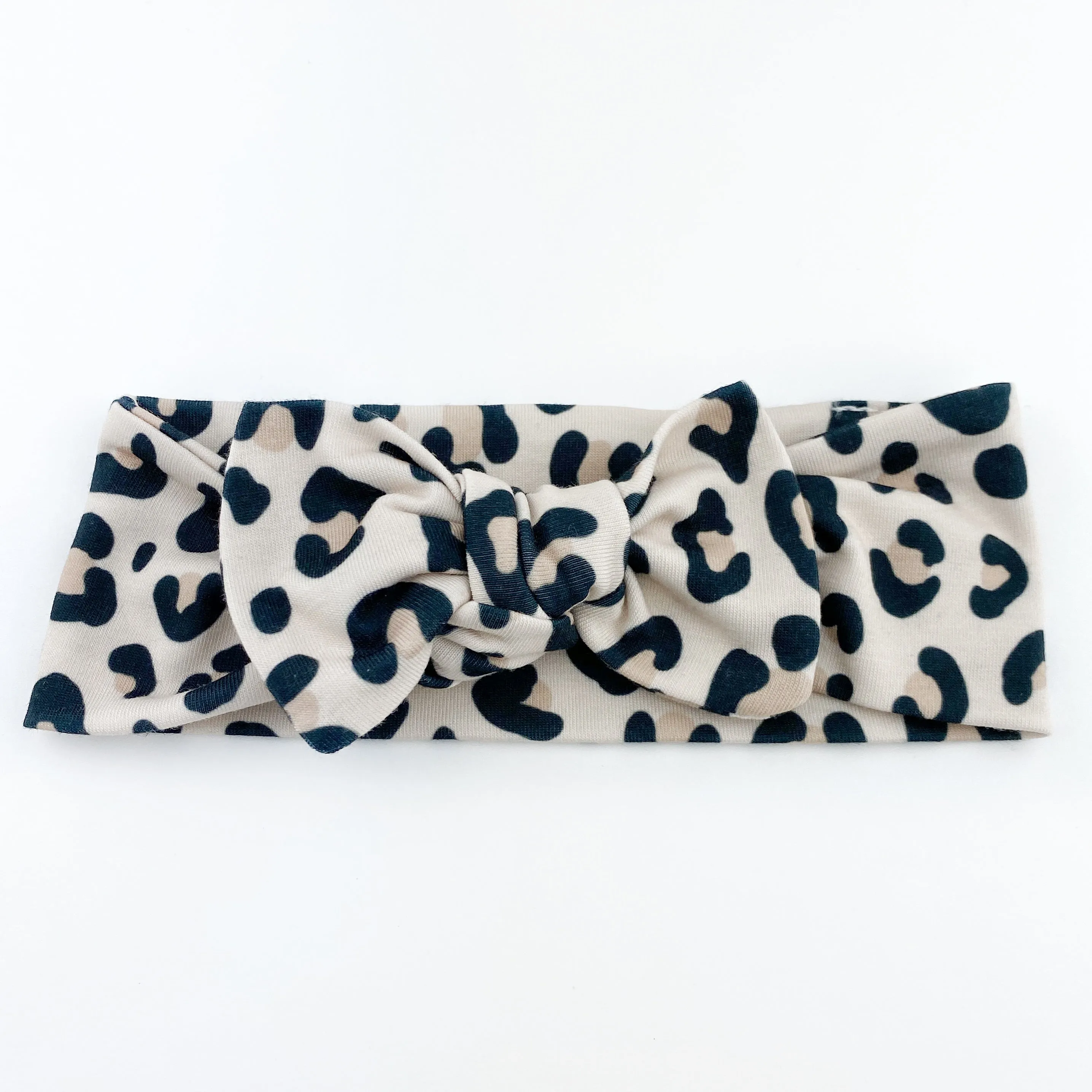 Top Knot Headband - Tan Leopard - Newborn to Adult