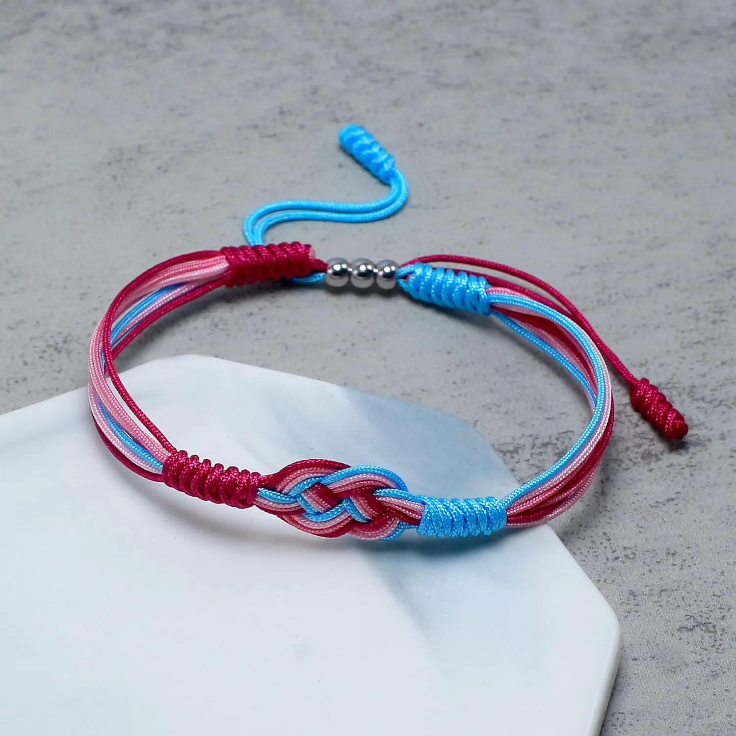 Transfeminine Infinity String Bracelet, LGBTQIA  Pride Love Wrist Wrap Bracelet, Surfer Bracelet, Boho Rope Bracelet Bangles for Women Men Thread for Him and Her (Transfeminine)
