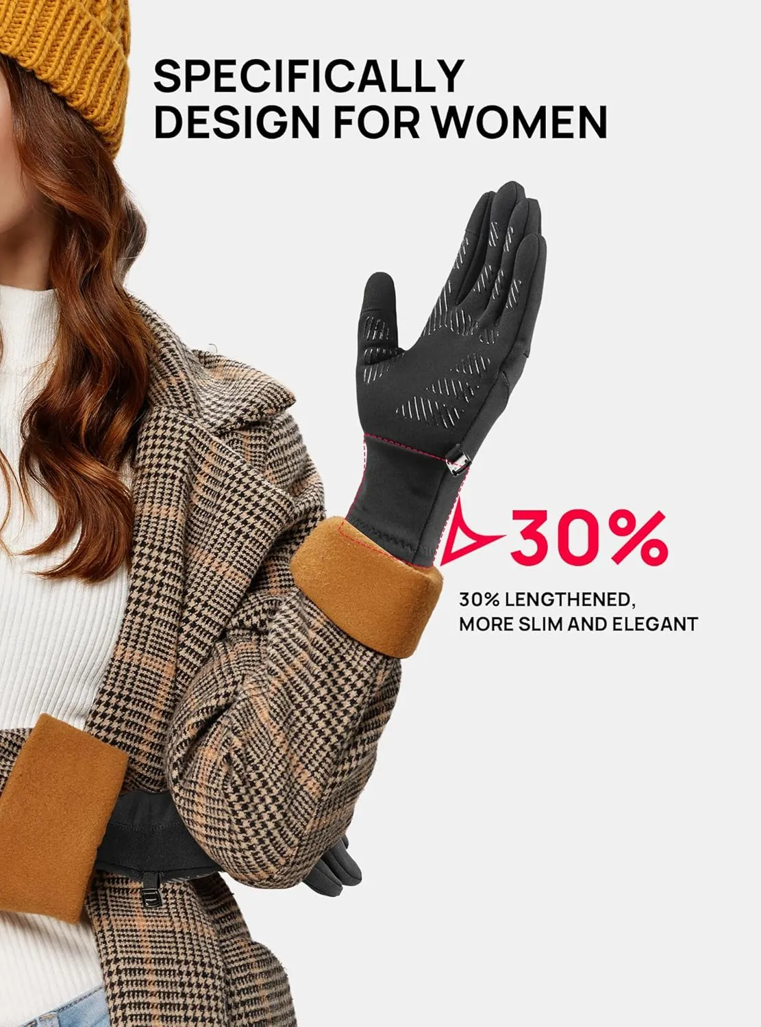 TRENDOUX Gloves for Women Winter Thin Liners Polar Fleece Lined Touchscreen Silicone Grip for Outdoor Sports Cycling Running Hiking