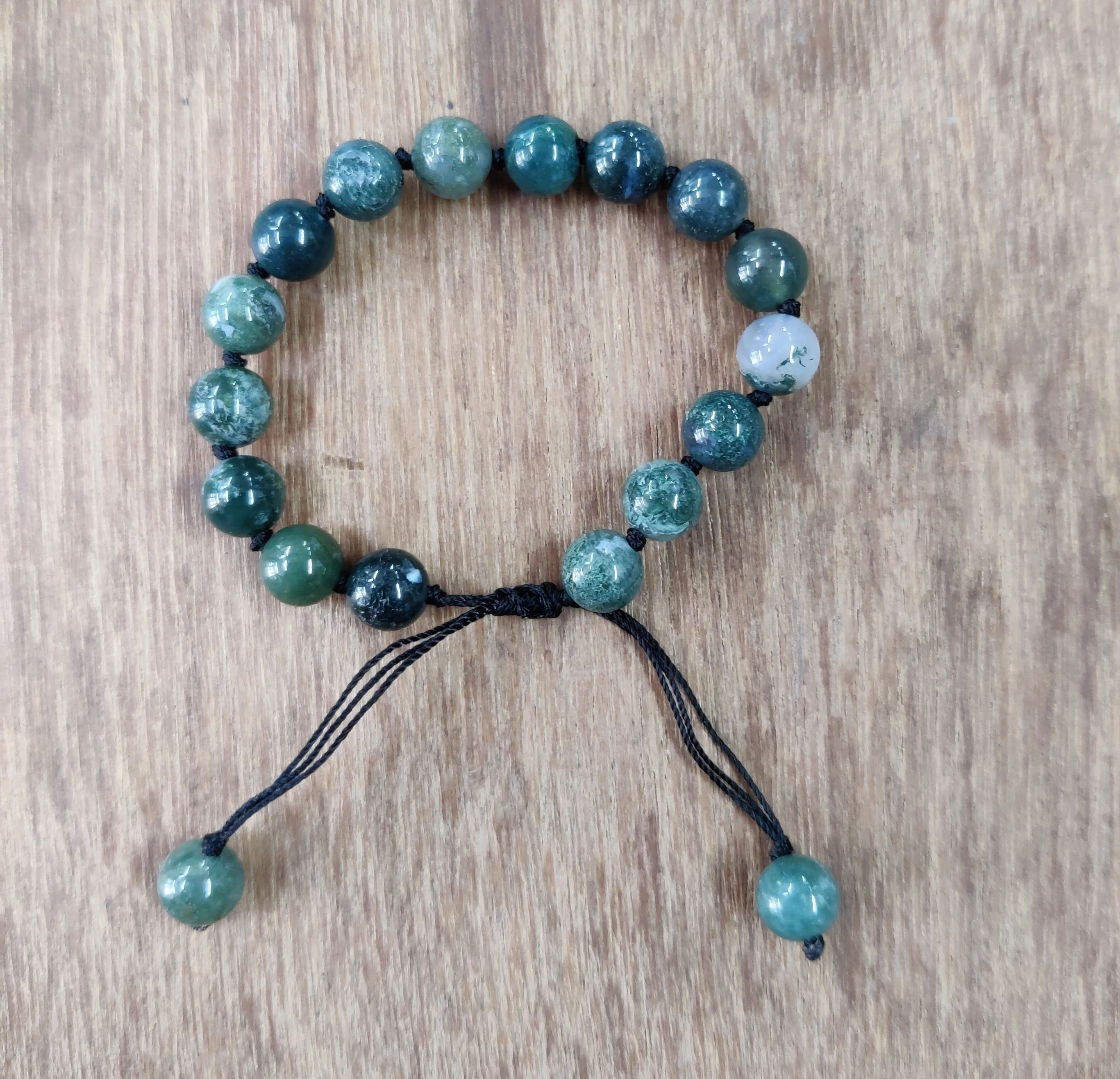 Unisex Moss Agate Stone Adjustable Bracelet
