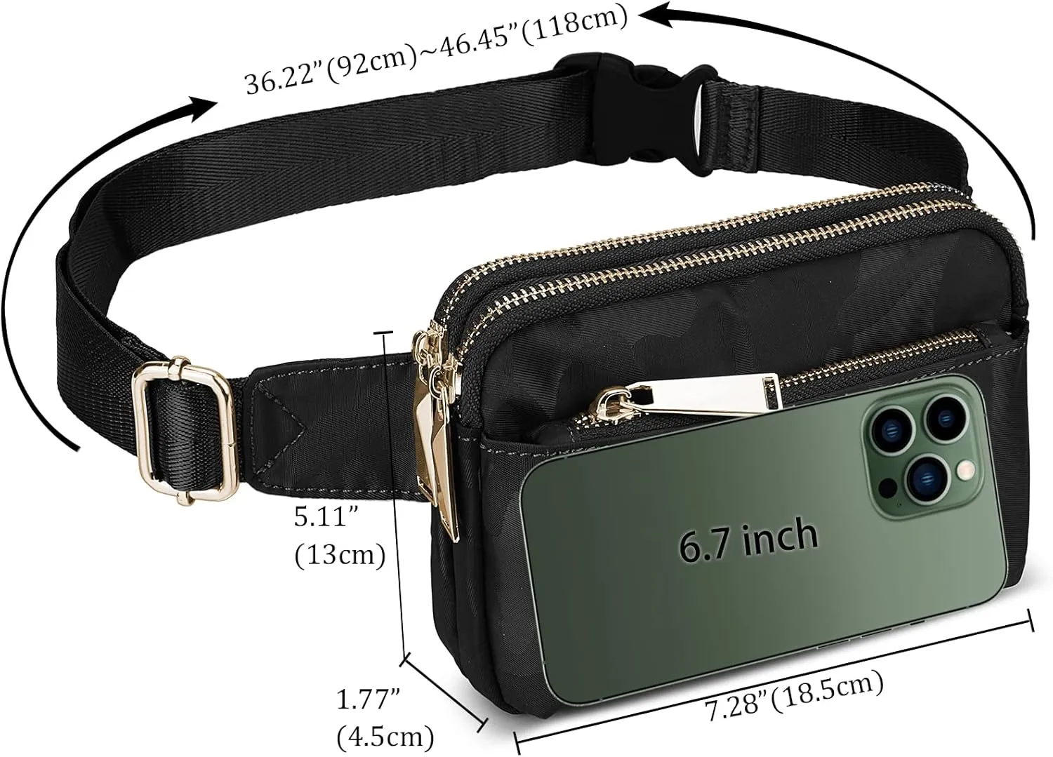 Uromee Fanny Packs for Women Crossbody Belt Bag Nylon Fashion Mini Waist Bag Everywhere Travel Hiking Running Adjustable Strap