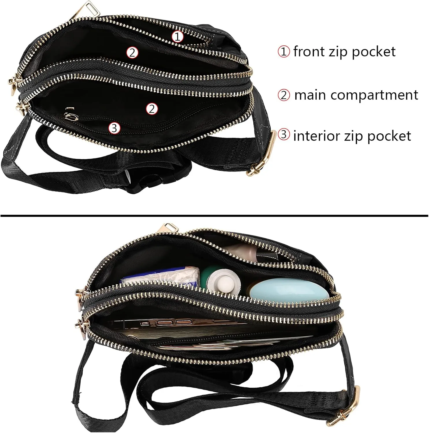 Uromee Fanny Packs for Women Crossbody Belt Bag Nylon Fashion Mini Waist Bag Everywhere Travel Hiking Running Adjustable Strap