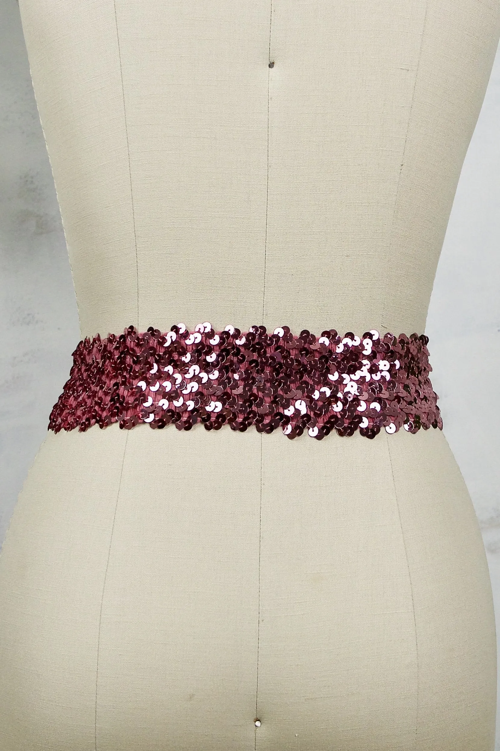 Vintage Blush Sequin Stretch Disco Belt
