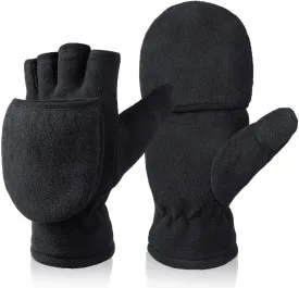 Winter Convertible Gloves Flip Top Mittens Warm Polar Fleece for Winter Running Texting Photographing for Men Women