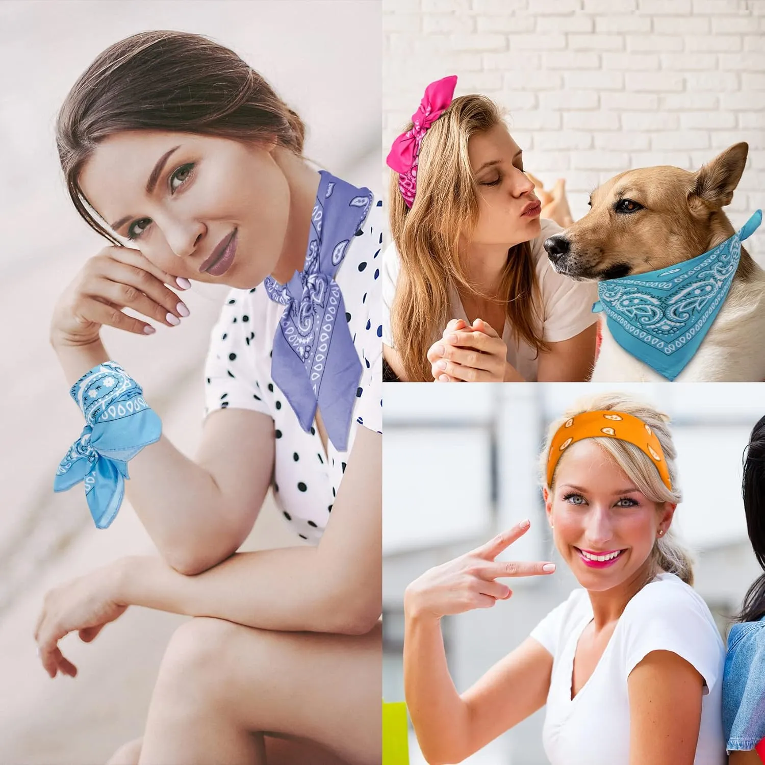 YSense 14 pieces Bandanas Paisley Print Novelty Headband Cowboy Headwraps Scarfs Hair Head Bandana for Women Men Boy Girl